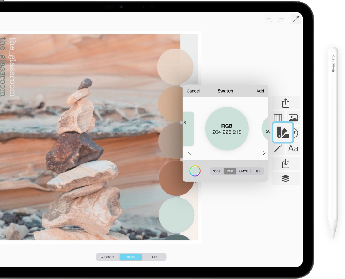 Morpholio Board: स्वैच मेकर में रंग का अन्वेषण करें
